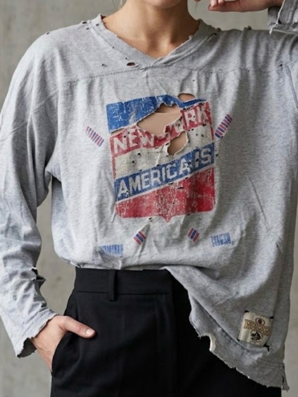 VINTAGE 90s CCM NHL Heritage New York Americans Thrashed Destroyed L/S Shirt